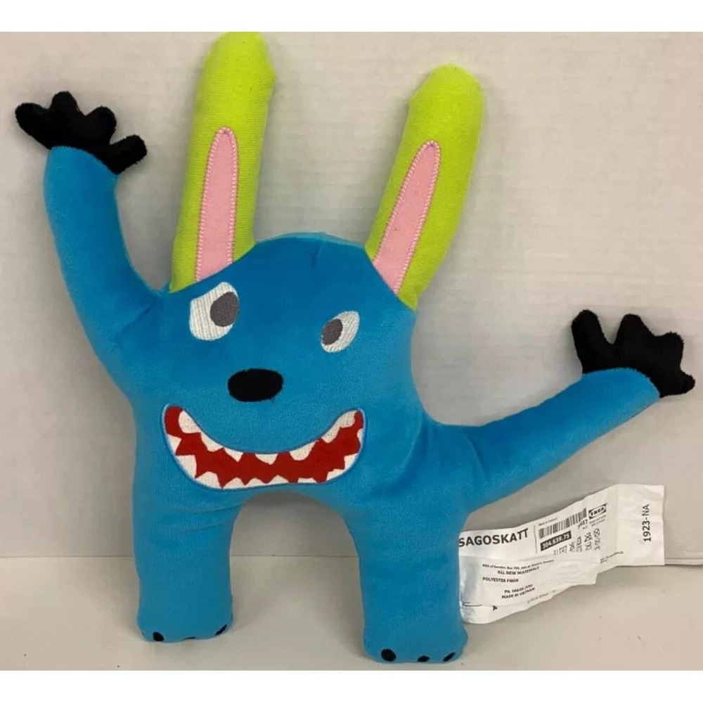 IKEA SAGOSKATT Blue Monster Plush Soft Toy Kids Design Drawing 104.639.75 13"